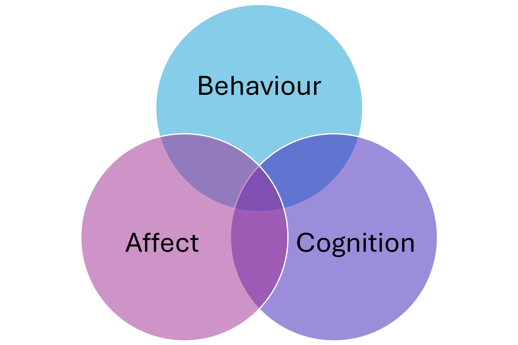 Venn diagram for behaviour, affect and cognition